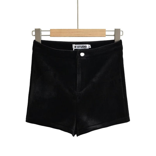 Women Skirt Spring Slim-Fitting Stretch Black Velvet Sheath Shorts