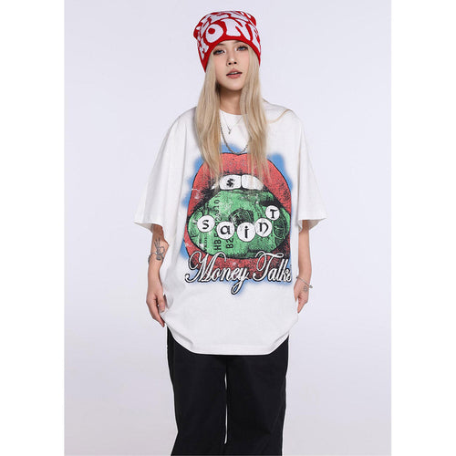 Unisex T-Shirts Saint Michael Vintage Lip Abstract Print Short Sleeve