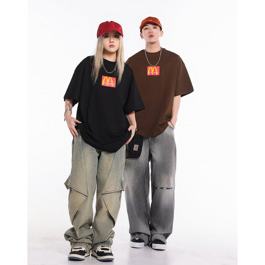Unisex T-Shirts TRAVIS SCOTT Loose McDonald Buy M Letter Short Sleeves