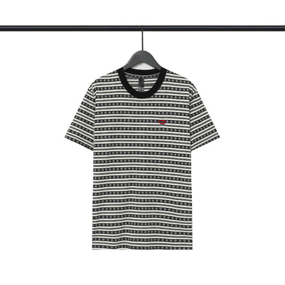 CHH Chrome Heart T Shirts Poison Home Stripe Jacquard Embroidery Short Sleeve Couple T-Shirt