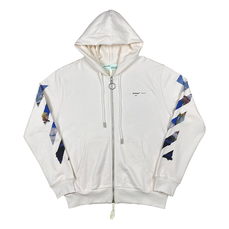 OW Hoodie Monet Oil Painting Zipper Sweatshirt Long Sleeve Pure Cotton