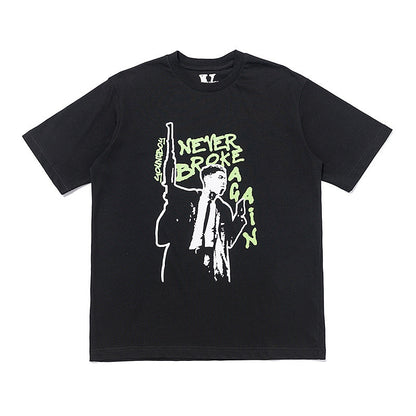 Vlone T Shirts Big V Figure Printing Stylish Loose Short Sleeve T-shirt Men and Women