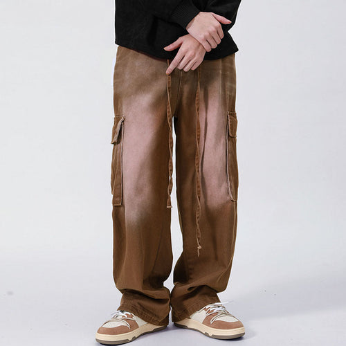 Women Sweatpants Multi-Pocket Workwear Straight Jeans