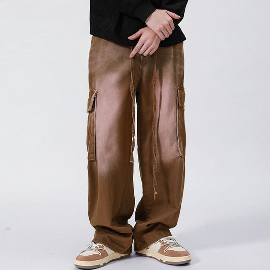 Women Sweatpants Multi-Pocket Workwear Straight Jeans