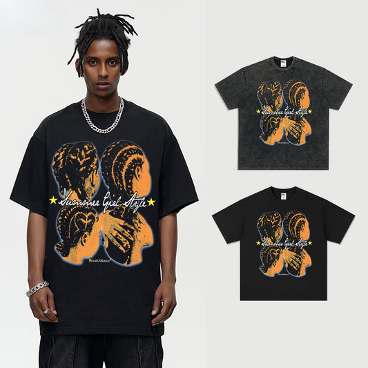 Vintage T-shirts Printed Short Sleeve T-Shirt Loose