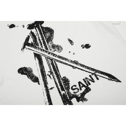 Unisex T-Shirts Saint Michael Fun Nail Print Casual Loose T-Shirt