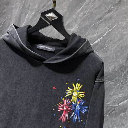 Chh Chrome Hearts Hoodie graffiti colorful hand-painted wash water do old hooded sweater