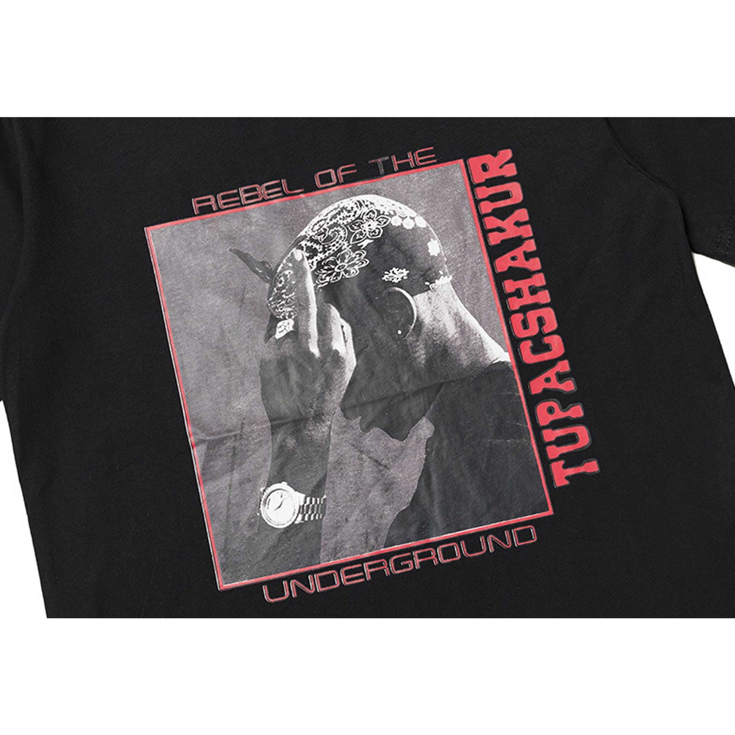 Vlone T Shirt Vertical Middle Finger Large VT Shirt Hip Hop Tupark Portrait Printing Men's and Women's round Neck Short Sleeve