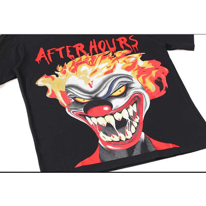 Vlone T Shirts Clown Flame Large V Printed Short Sleeve T-shirt Men's and Women's High Street BF Style Loose Half Sleeve