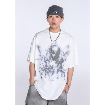 Unisex T-Shirts Saint Michael Anime Print Loose Casual T-Shirt