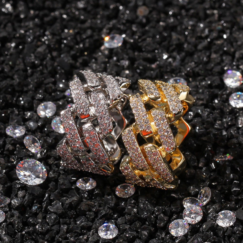 Rings Microencrusted Zircon 2 Rows Diamond Hip Hop Cuban St. Valentine's