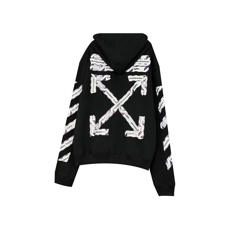OW Hoodie Zipper Long Sleeve Sweatshirt Airport Cordon