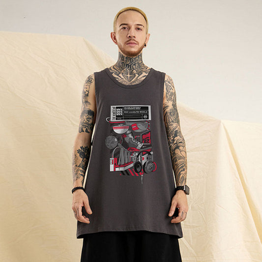 Men Vest Loose Summer Oversize Sports Sleeveless T-shirt Men