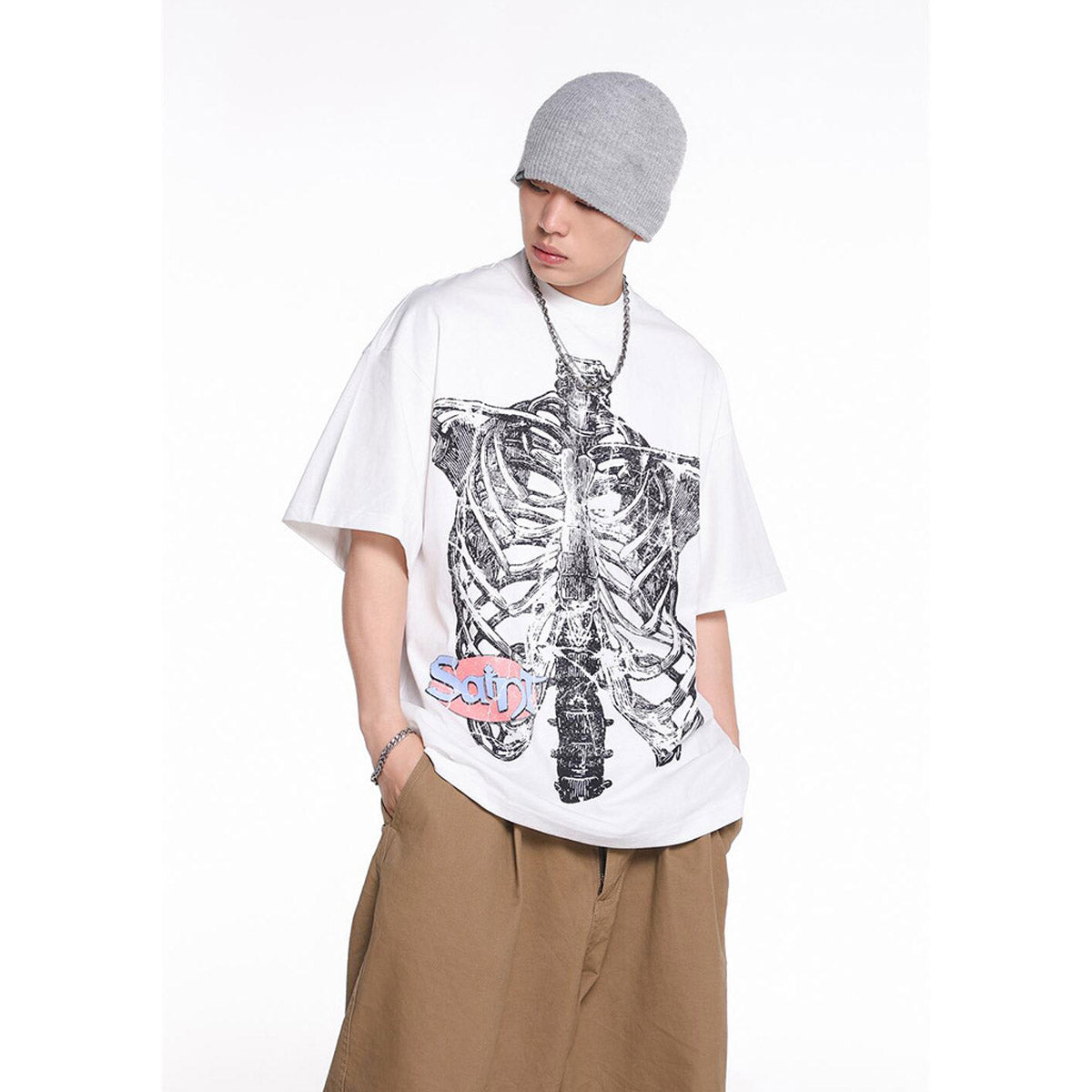 Unisex T-Shirts Saint Michael Bone Pattern Casual T-Shirts