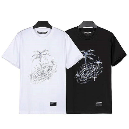 Palm Angels T Shirts Angel Starry Sky Fireworks Short Sleeve T-shirt Men's Loose Half Sleeve