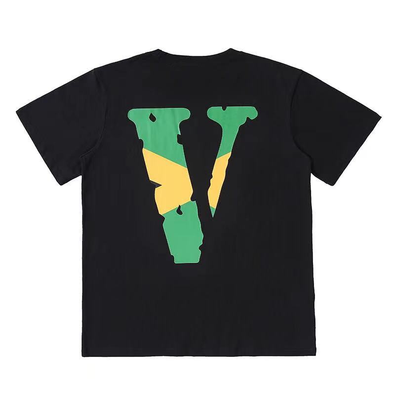 Vlone T Shirts Large V Printed Loose Couple Short Sleeve Men's and Women's T-shirt behind Flame Limit