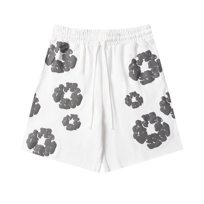 Denim Tears Outfit:T Shirt/Shorts (Separate Purchase Options) Puff Print Short Sleeve T-shirt Loose Couple Shorts Suit