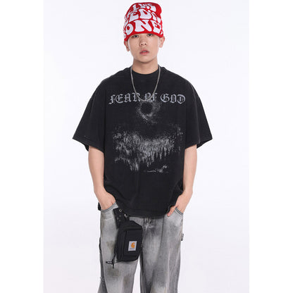 Unisex T-Shirts FOG Vintage Jesus Cross Loose Short Sleeves