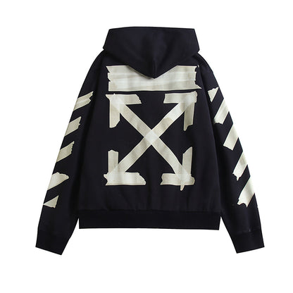OW Hoodie Hot Stamping Tape Zipper Long-sleeved Sweatshirt