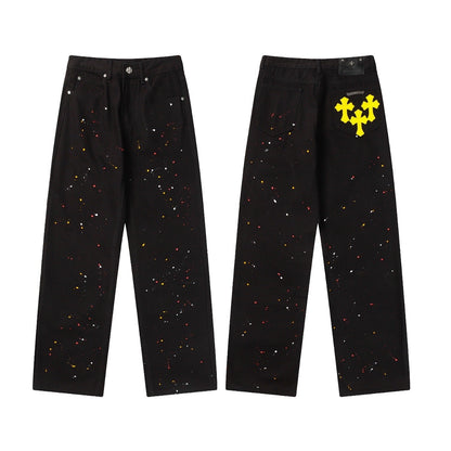 CHH Chrome Hearts Jeans Chrome Unisex Casual Loose Jeans