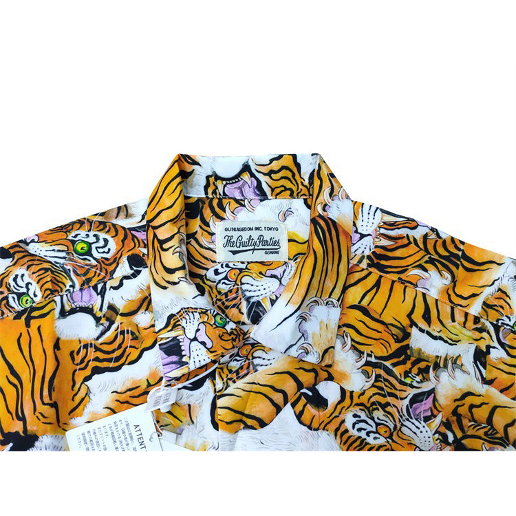 GUILTYPARTIES TIGER Shirts Tiger print casual short-sleeved shirt