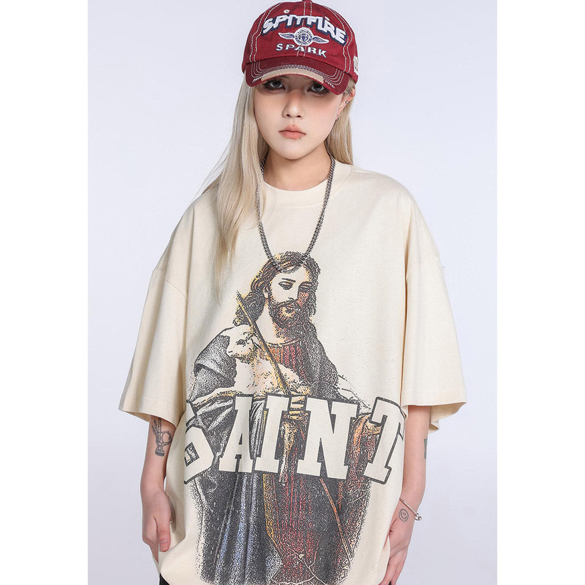 Unisex T-Shirts Saint Michael Jesus Printed VINTAGET Shirt