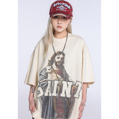 Unisex T-Shirts Saint Michael Jesus Printed VINTAGET Shirt