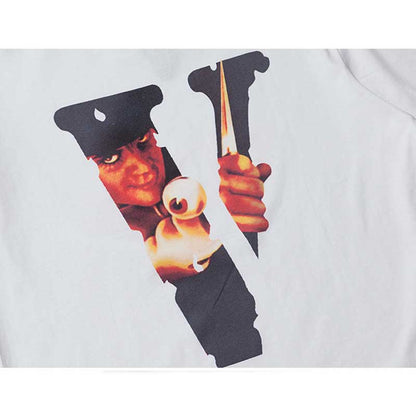 Vlone T Shirts Cartoon Character Eye Print Short Sleeve T-shirt Men's and Women's Large V Loose Half Sleeve