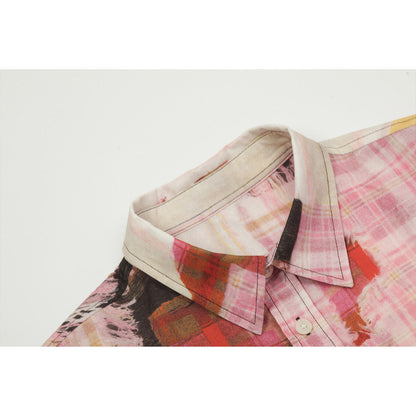 Unisex Shirts Plaid Loose Casual Long Sleeve Shirt