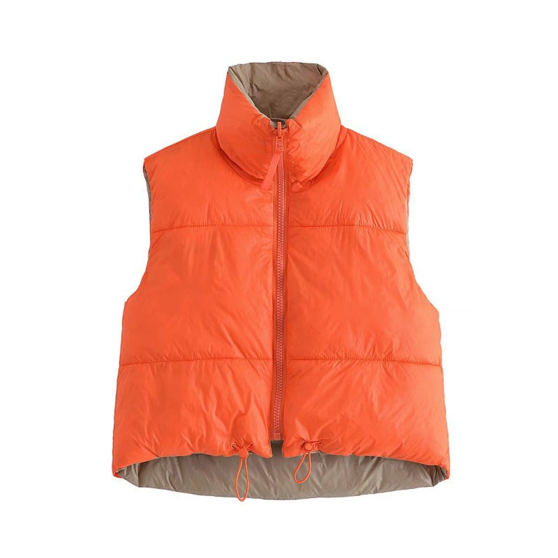 Women Cotton Coat Vest Zipper