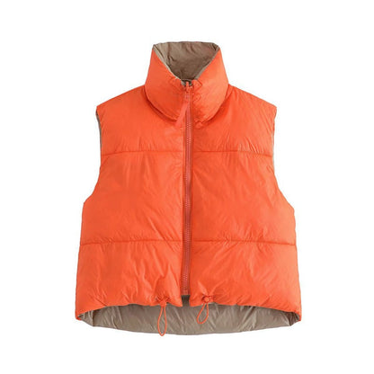 Women Cotton Coat Vest Zipper