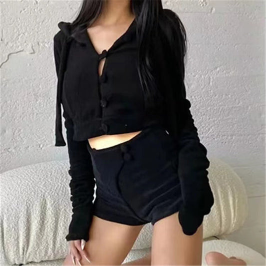 Women Hoodie Hot Girl Velvet Body-Hugging Suit