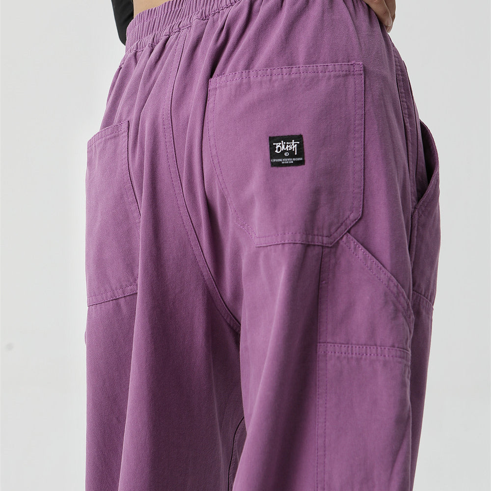 Men Sweatpants Retro Workwear Casual Pants Men Vintage Loose Wide Leg Mop Pants Solid Color Straight-Leg Trousers