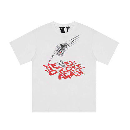 Vlone T Shirts Skull Finger Large V Loose Short Sleeve T-shirt Men and Women High Street Half Sleeve
