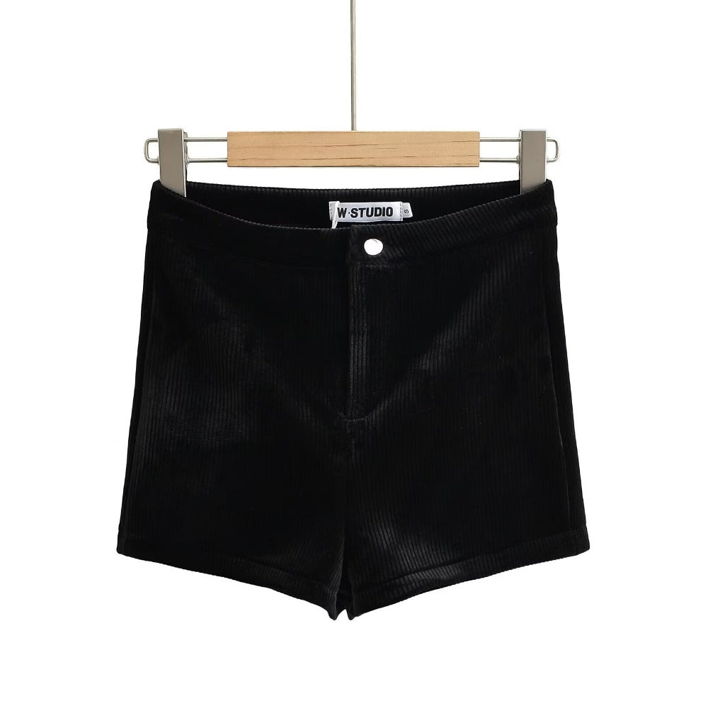 Women Skirt Spring Slim-Fitting Stretch Black Velvet Sheath Shorts
