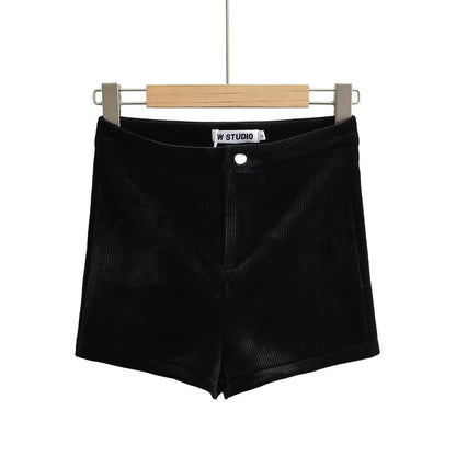 Women Skirt Spring Slim-Fitting Stretch Black Velvet Sheath Shorts