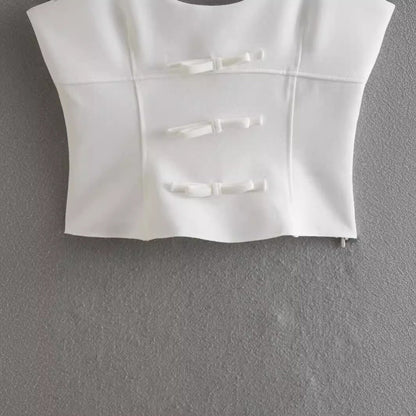 Women Tops Summer Bow Top Backless Sexy Vest