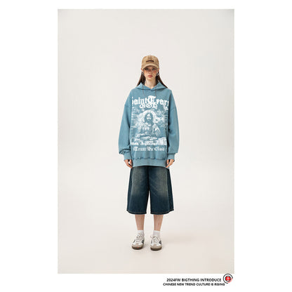 Unisex Hoodies Saint Michael Old Casual Loose Hoodie