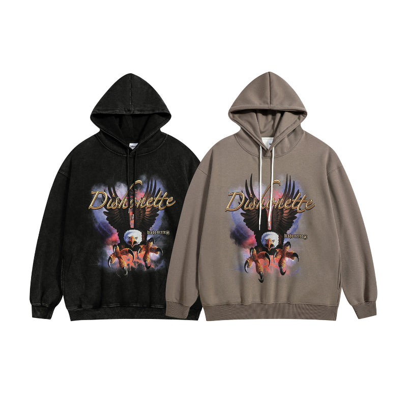 Men Hoodie Retro Eagle Printed Hoodie Men's and Women's Loose Vibe Style Hoodie