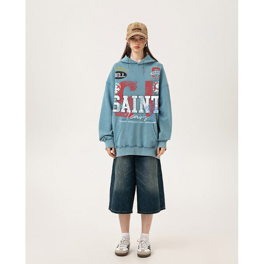 Unisex Hoodies Saint Michael Old Loose Hoodie