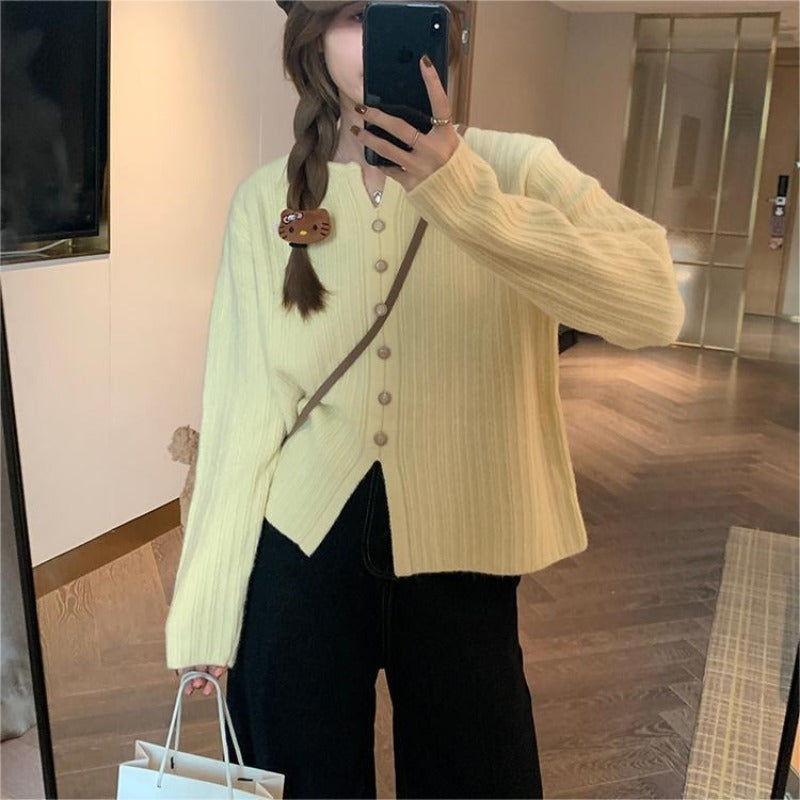 Women Knitted Pullover Autumn Slim-Fit Long-Sleeved Jacket