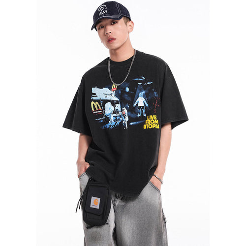 Unisex T-Shirts Travis Scott Crew Neck Short Sleeve Space T-Shirt