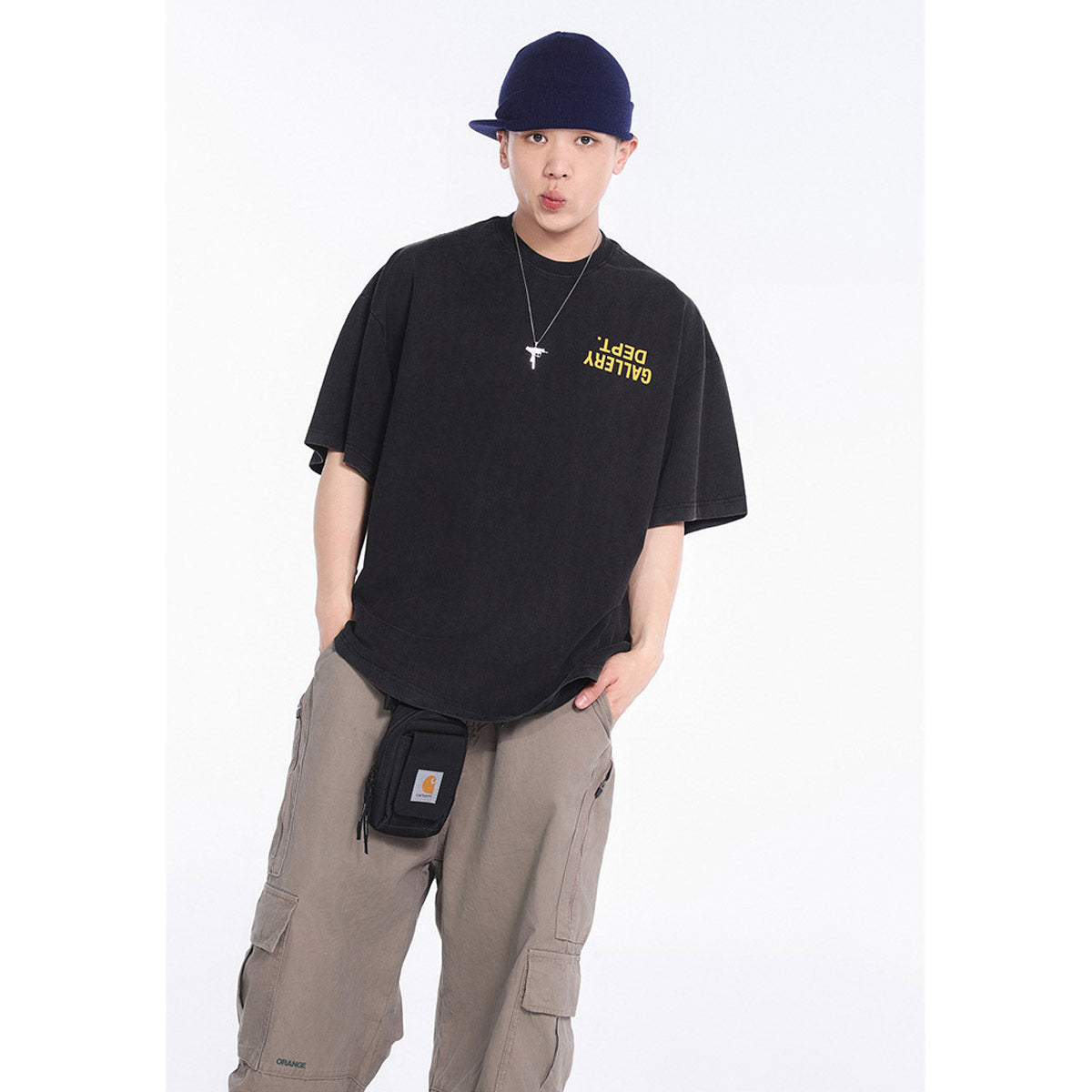 Unisex T-Shirts GALLERY DEPT Vintage Washed Mirror Letter Logo Tee