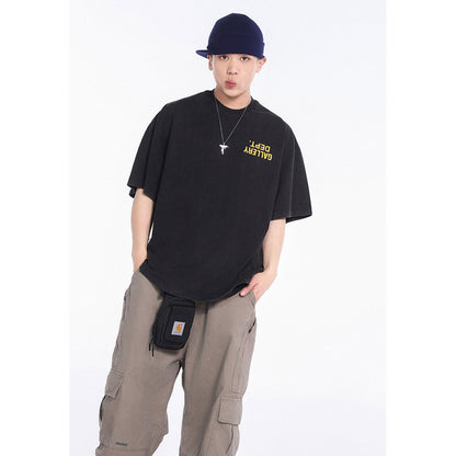 Unisex T-Shirts GALLERY DEPT Vintage Washed Mirror Letter Logo Tee