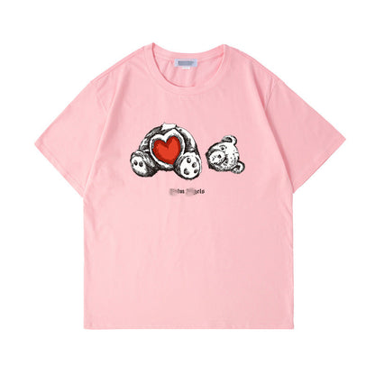 Palm Angels T Shirts Palm Angels Love Teddy Bear Printed Short Sleeve T-shirt