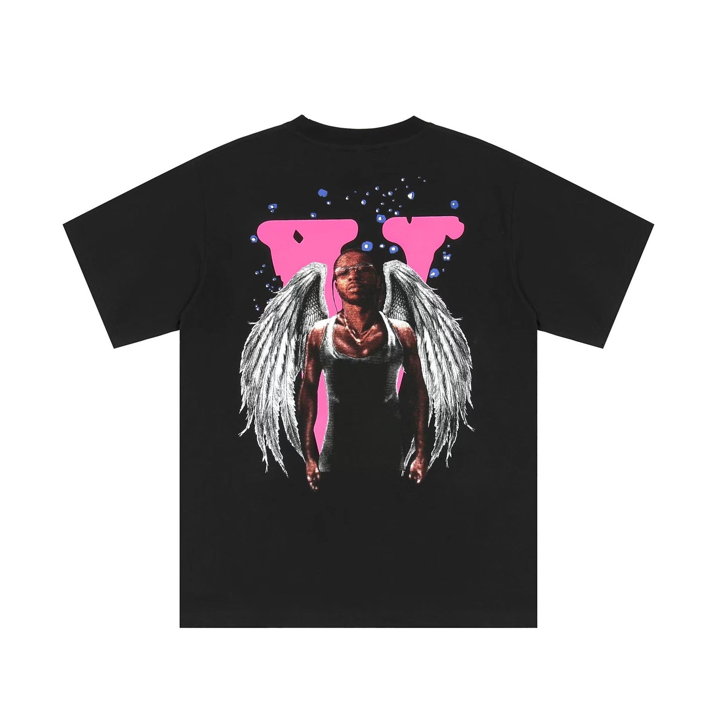 Vlone T Shirts Rapper Character Culture Big V Short Sleeve T-shirt Men and Women High Street Half Sleeve