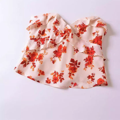 Women Tops Summer Vintage Floral Sling Top