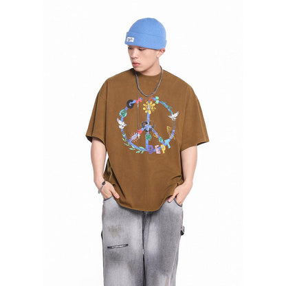 Unisex T-Shirts GALLERY DEPT Anti-War Peace Floral Loose T-Shirt