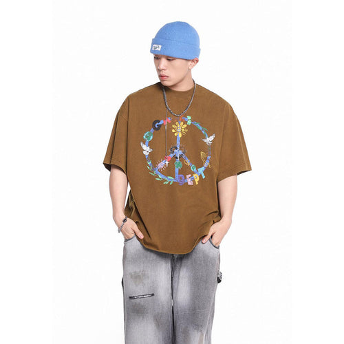 Unisex T-Shirts GALLERY DEPT Anti-War Peace Floral Loose T-Shirt