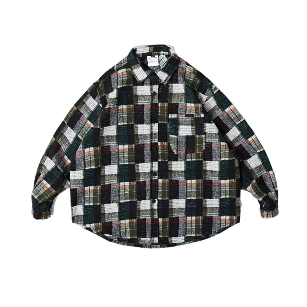 Unisex Shirt Vintage Plaid Loose Clothing Wool Coat